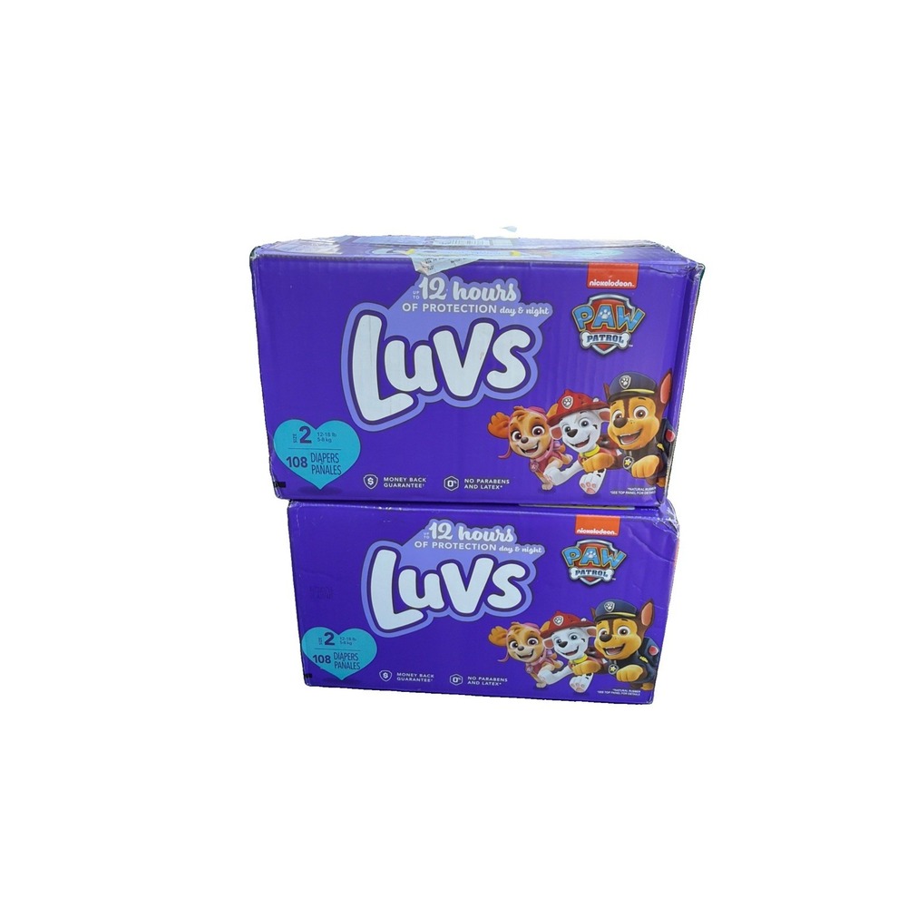 SEALED BOX Vintage Luvs Nickelodeon Paw Patrol 108 Count Diapers Size 2 Lot Of 2